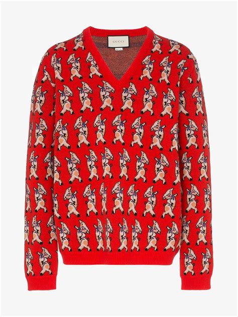 gucci print sweater replica|Gucci piglet sweater.